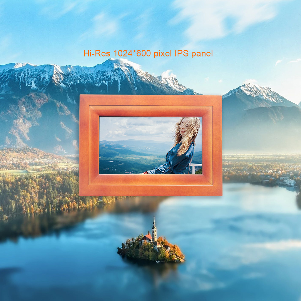 HDGenius WiFi Digital Picture Frame 7 inch uses IPS LCD to show clear and bright pictures