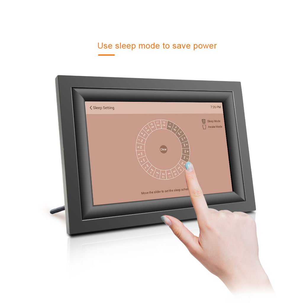 HDGenius 10 inch wifi digital photo frame sleep mode to save power