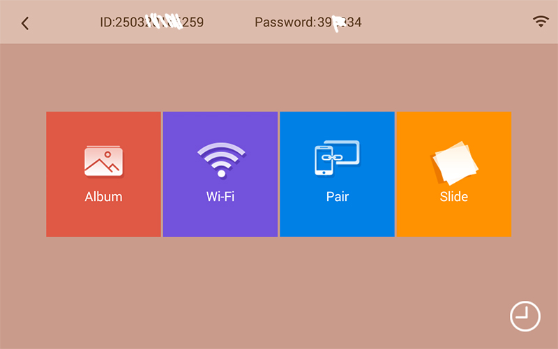 HDgenius wifi photo frame software main menu