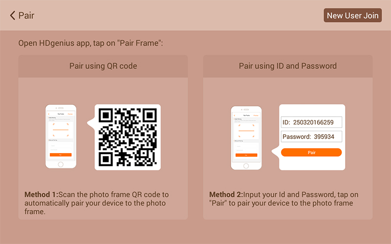 Pair your wifi frame to smart phone