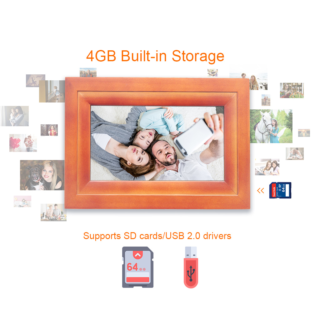 HDGenius 7 inch digital picture frame wifi support SD card and USB 2.0 driver