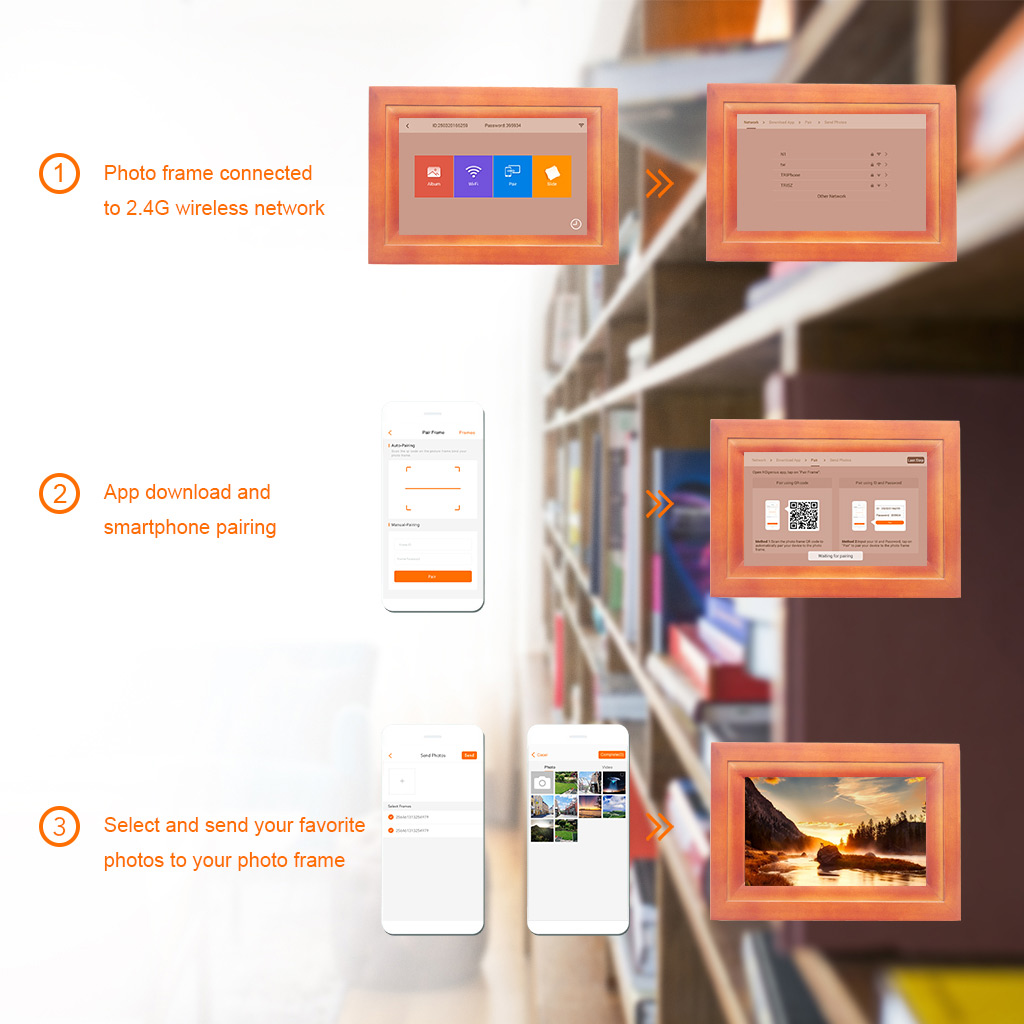 3 steps to use HDgenius smart wifi picture frame