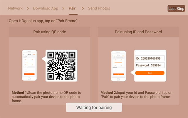 Pair your smartphone to the Hdgenius wifi photo frame