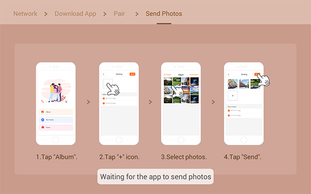 Selects photos from your album and send